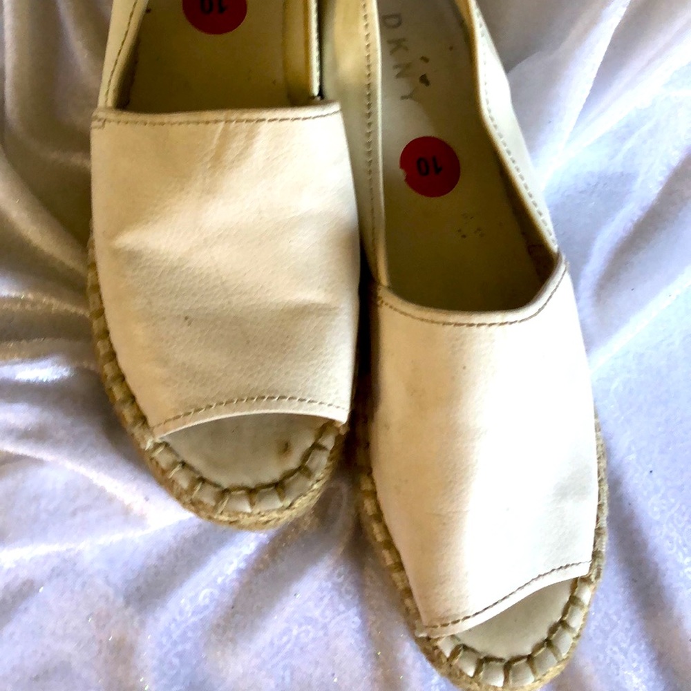 DKNY white slip on loafers size 10